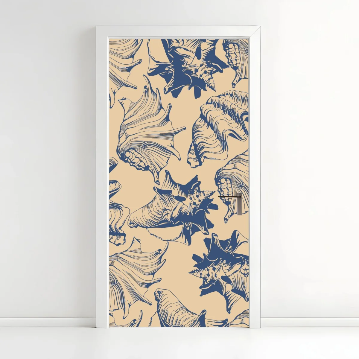 Adesivo per porta motivo conchiglie marino blu e beige • Wallissimo® Adesivo per porta motivo conchiglie marino blu e beige • Wallissimo®