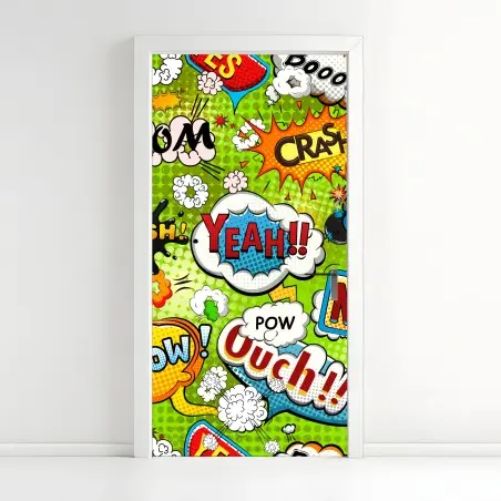 Adesivo per porta murale pop art onomatopee esplosive • Wallissimo®