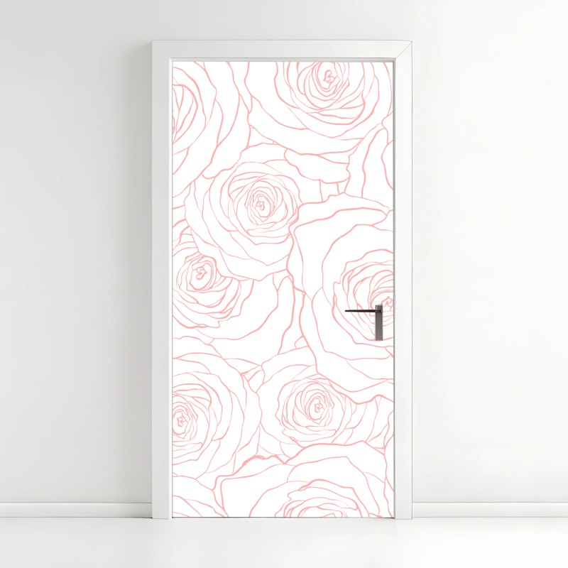 Adesivo per porta motivo di rose rosa delicato