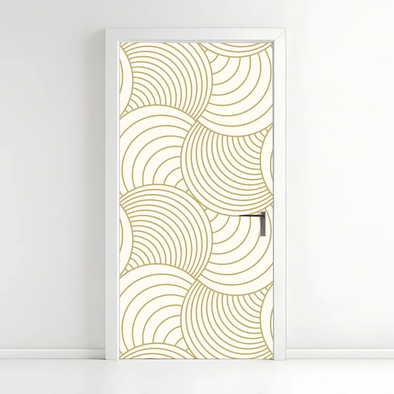 Adesivo per porta motivo a cerchi concentrici dorati