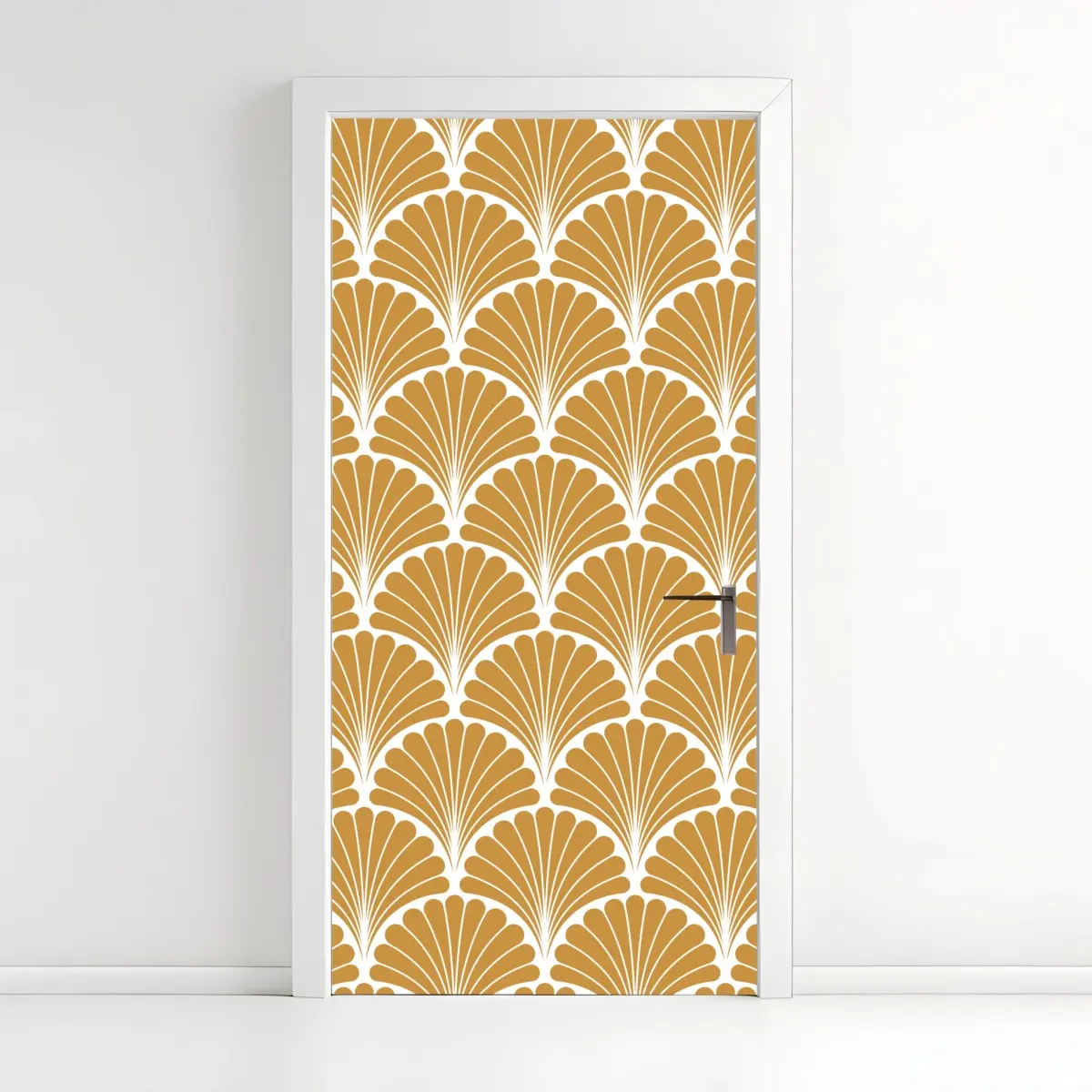 Adesivo per porta elegante motivo art déco a conchiglia oro • Wallissimo®