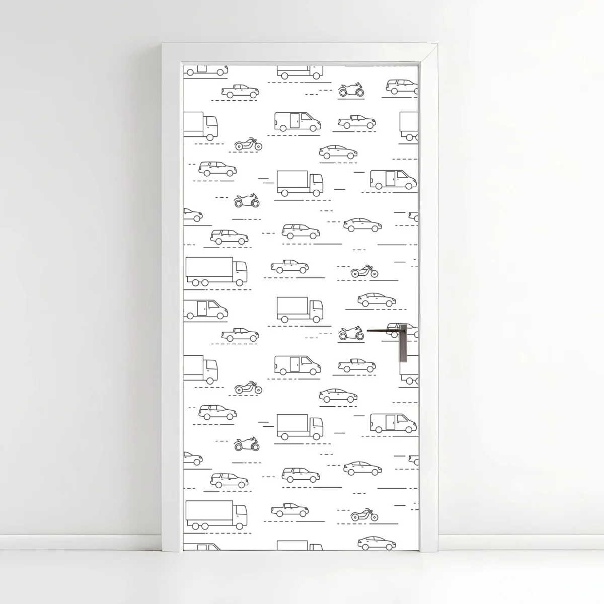 Adesivo per porta motivo lineare di veicoli minimalisti • Wallissimo® Adesivo per porta motivo lineare di veicoli minimalisti • Wallissimo®