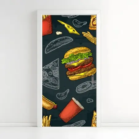 Adesivo per porta motivo cibo da strada illustrato • Wallissimo®