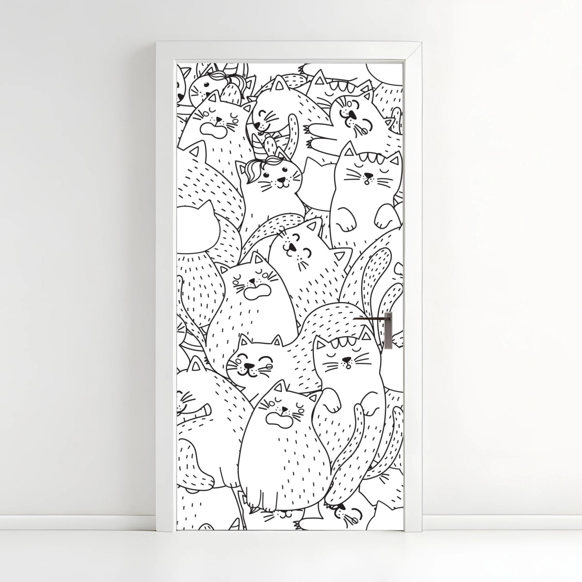 Adesivo per porta mosaico di gatti da colorare • Wallissimo®