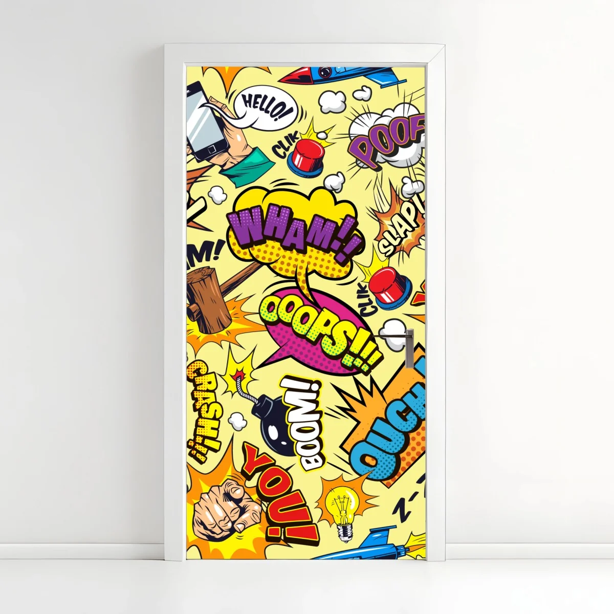 Adesivo per porta motivo fumetti pop art esplosivo • Wallissimo® Adesivo per porta motivo fumetti pop art esplosivo • Wallissimo®