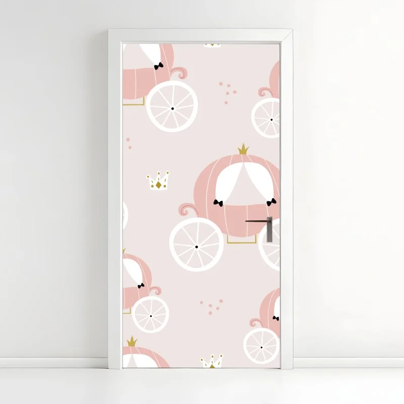 Adesivo per porta carrozza della principessa in rosa pastello