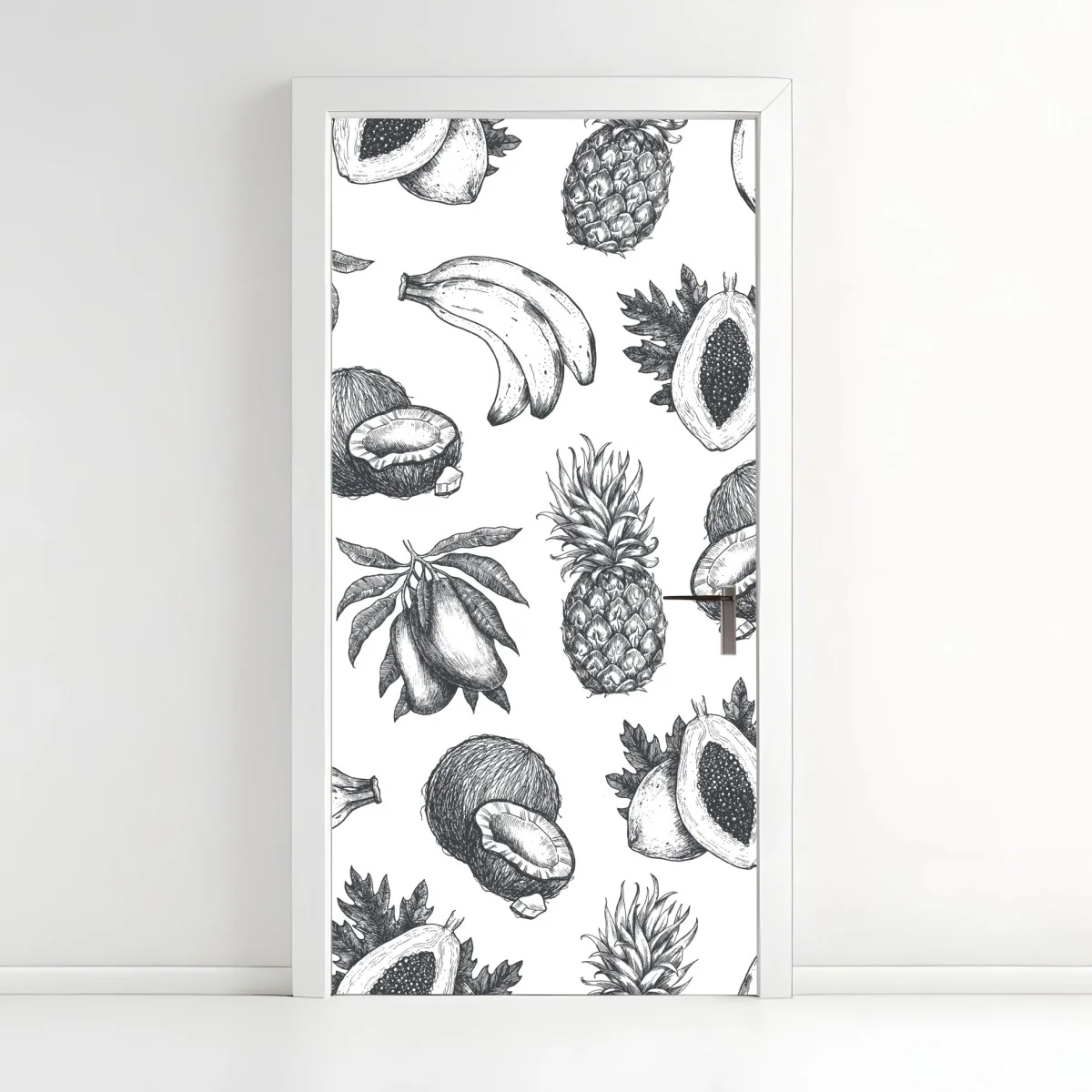 Adesivo per porta motivo tropicale disegnato a mano • Wallissimo® Adesivo per porta motivo tropicale disegnato a mano • Wallissimo®