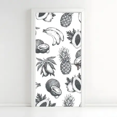 Adesivo per porta motivo tropicale disegnato a mano • Wallissimo®