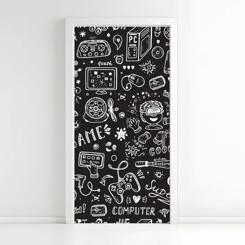 Adesivo per porta doodle di videogiochi e realtà virtuale