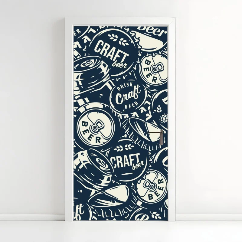 Adesivo per porta motivo birra artigianale retrò