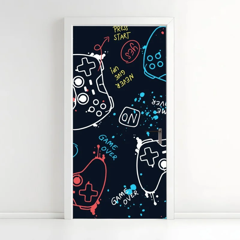 Adesivo per porta motivo controller colorati per decorazione murale
