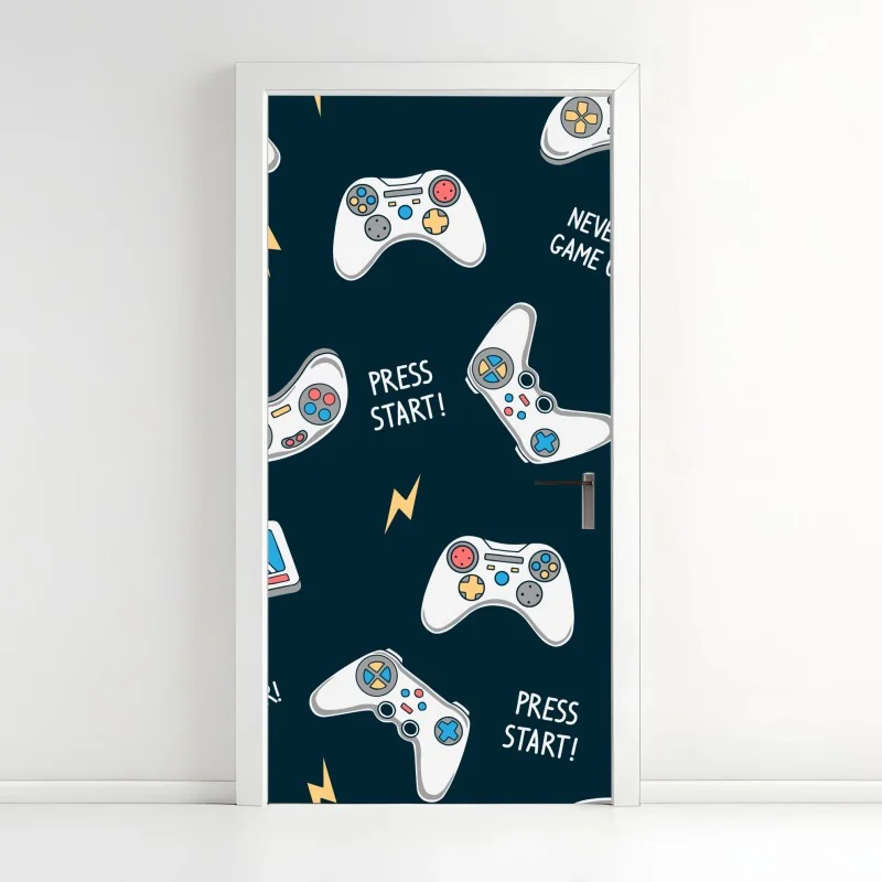 Adesivo per porta motivo gamer con controller e console
