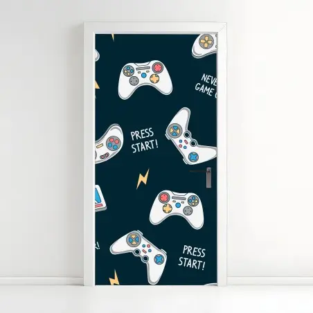 Adesivo per porta motivo gamer con controller e console • Wallissimo®