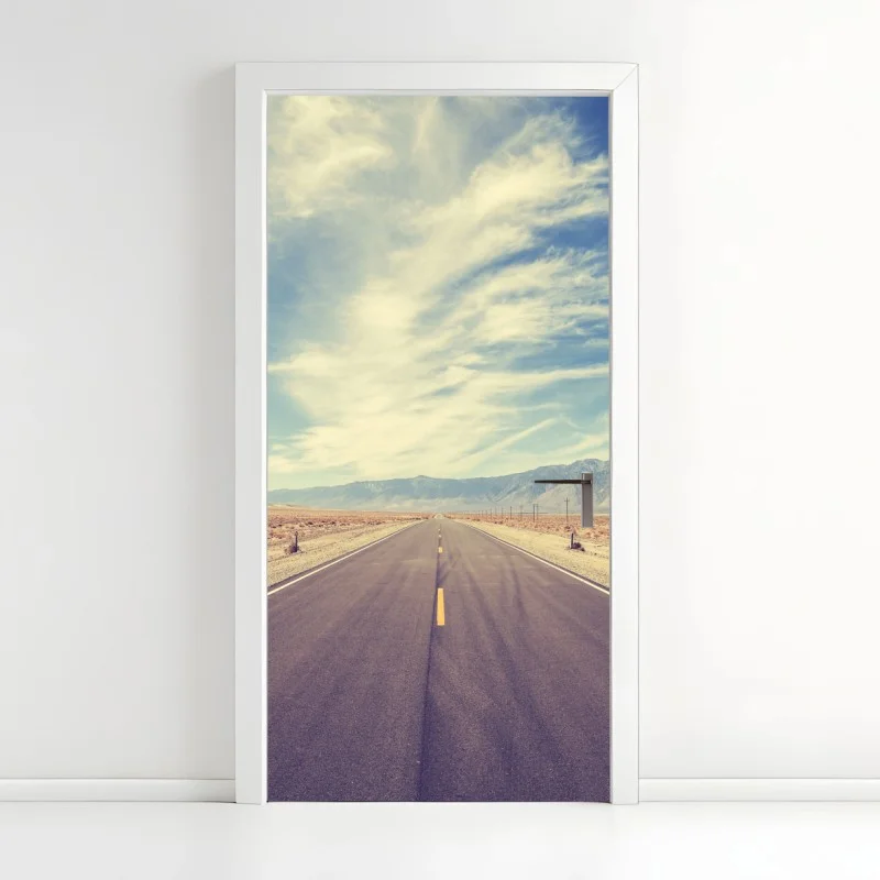 Adesivo per porta strada di campagna vintage verso l'orizzonte, Stati Uniti