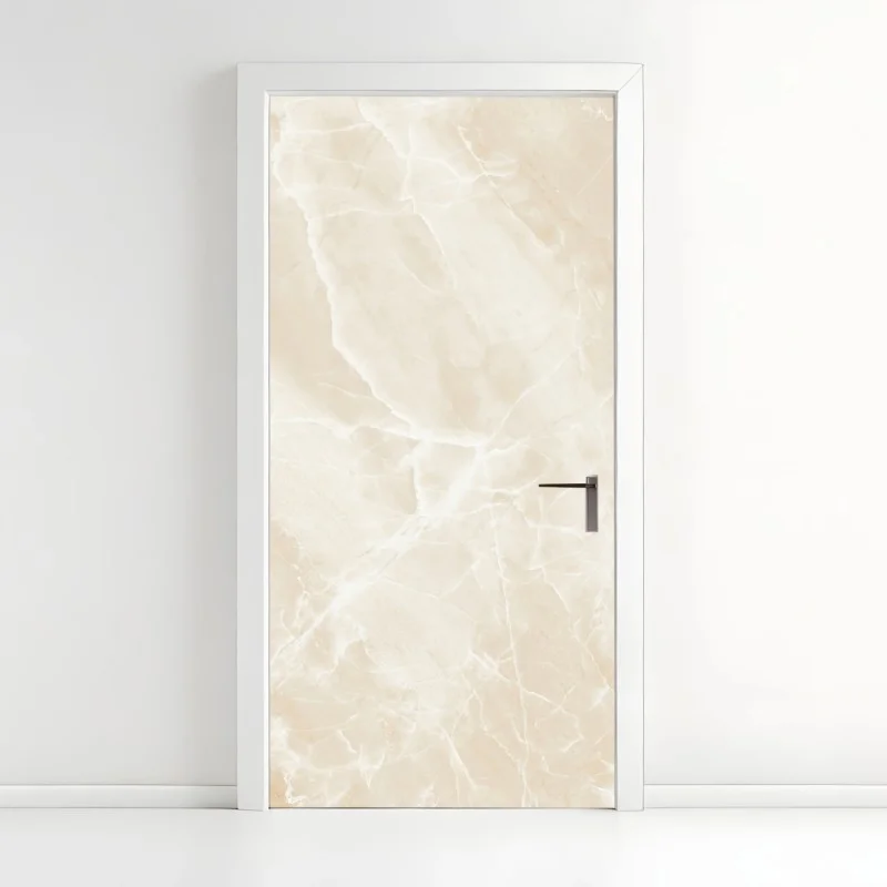 Adesivo per porta marmo beige venato elegante