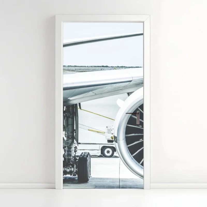 Adesivo per porta dettaglio motore d'aereo al gate