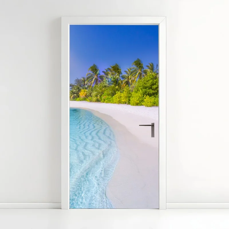 Adesivo per porta spiaggia tropicale paradisiaca