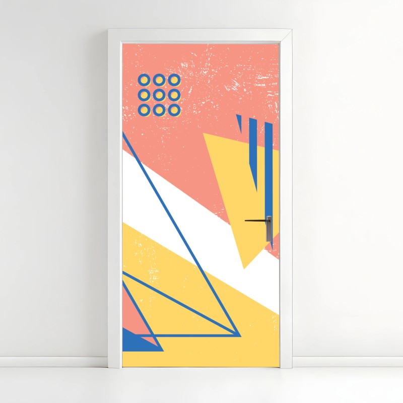 Adesivo per porta composizione geometrica in stile memphis