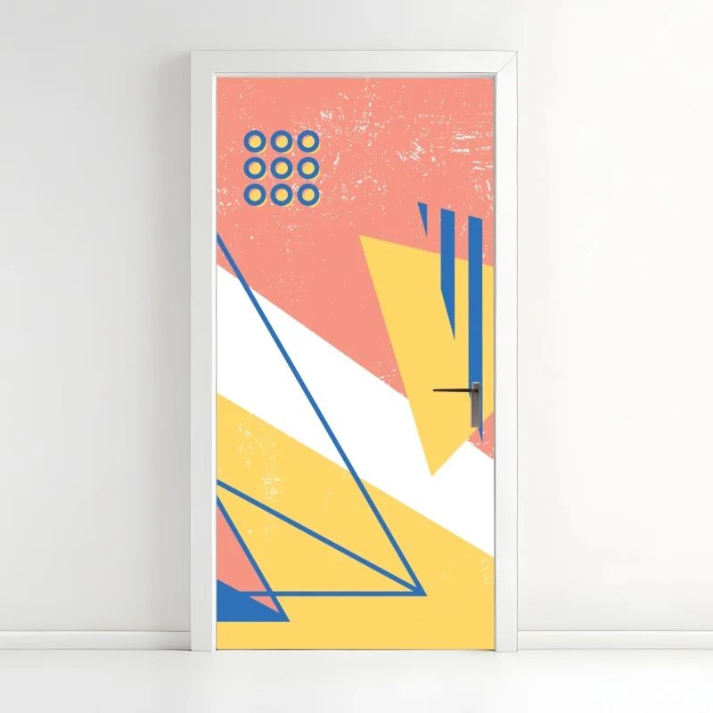 Adesivo per porta composizione geometrica in stile memphis