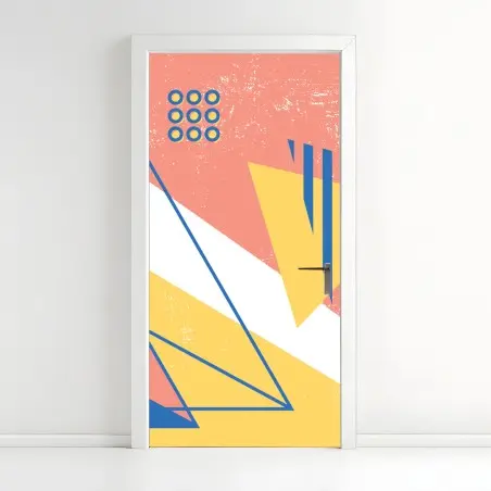 Adesivo per porta composizione geometrica in stile memphis • Wallissimo®
