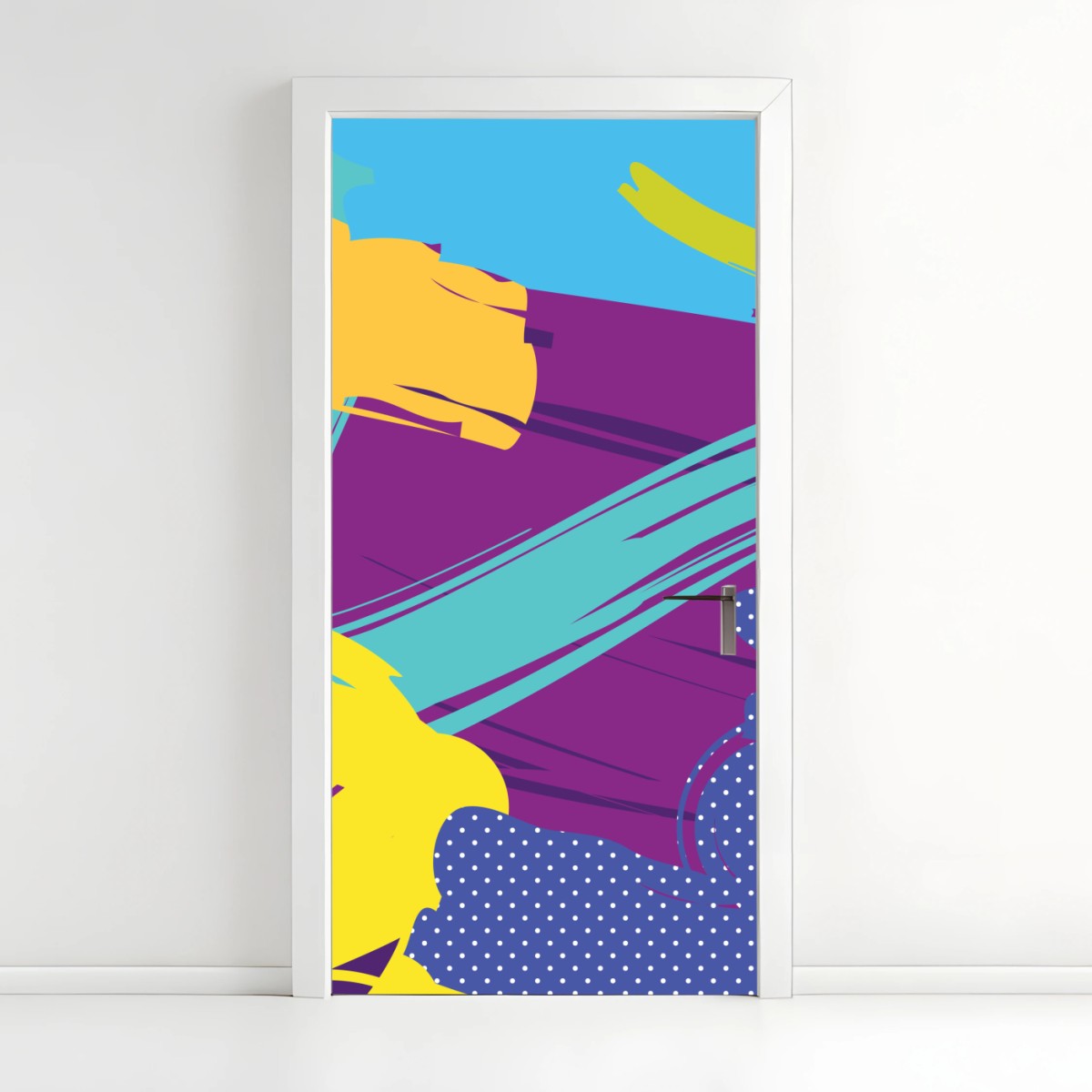 Adesivo per porta esplosione di colori pop astratta • Wallissimo®