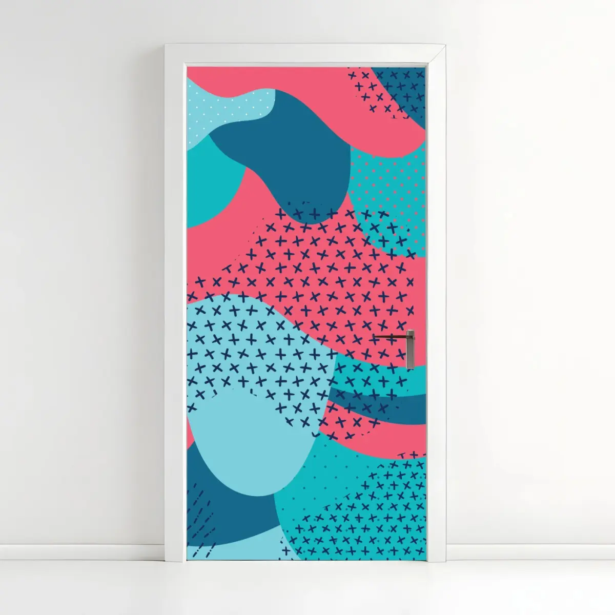 Adesivo per porta motivo astratto colorato in stile pop • Wallissimo®