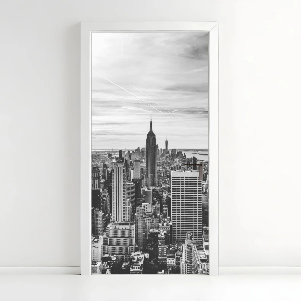 Adesivo per porta skyline di New York in bianco e nero • Wallissimo® Adesivo per porta skyline di New York in bianco e nero • Wallissimo®