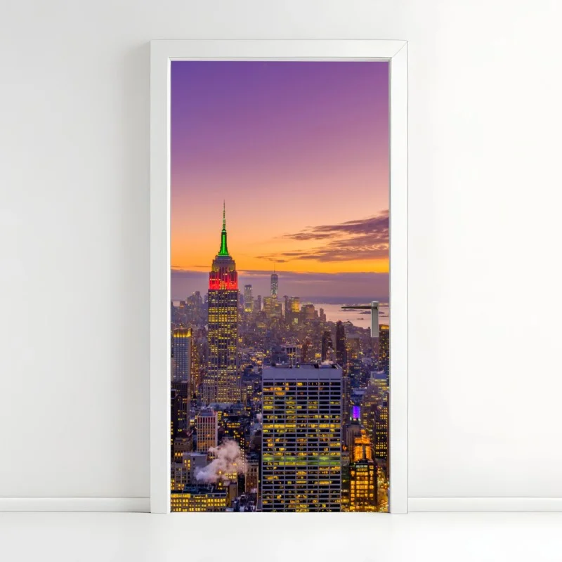 Adesivo per porta panorama urbano di New York al tramonto