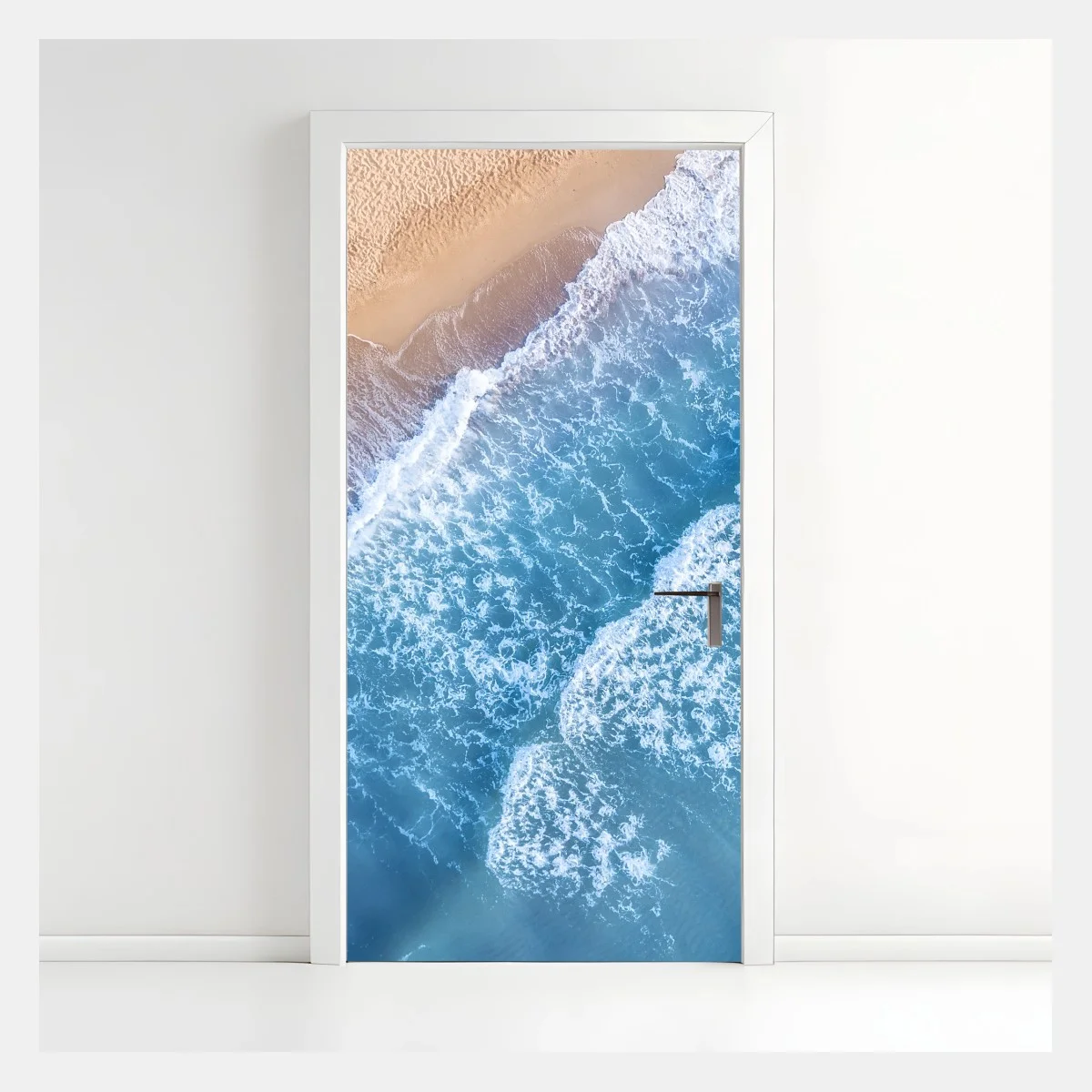 Adesivo per porta onde azzurre sulla spiaggia • Wallissimo® Adesivo per porta onde azzurre sulla spiaggia • Wallissimo®
