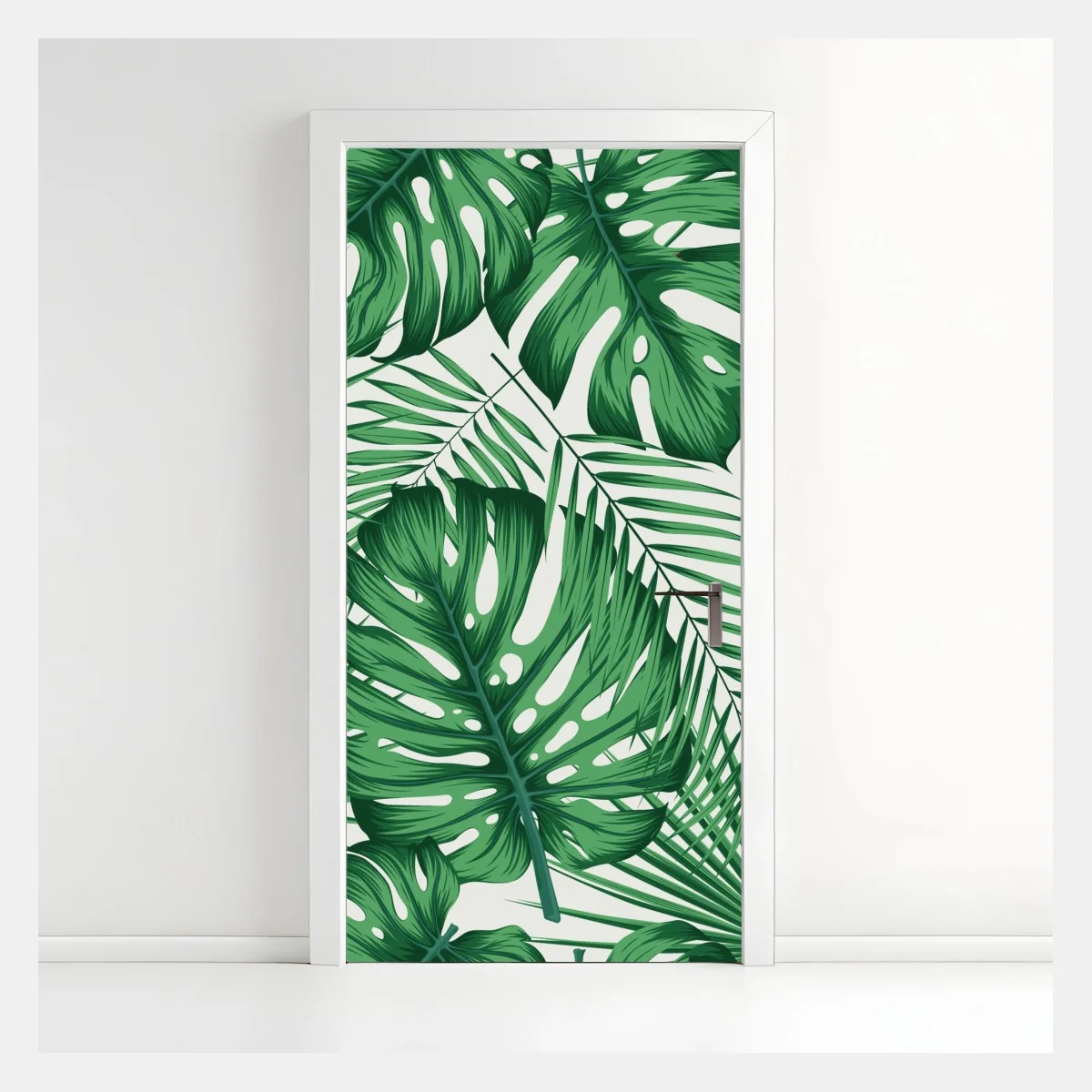 Adesivo per porta motivo tropicale di foglie verdi • Wallissimo® Adesivo per porta motivo tropicale di foglie verdi • Wallissimo®