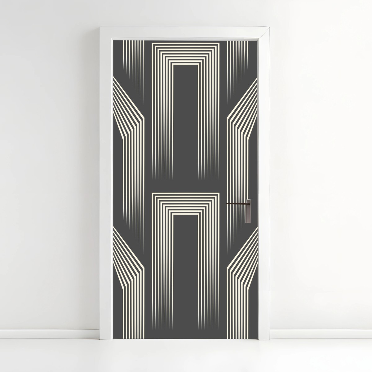 Adesivo per porta motivo geometrico celtico in bianco e grigio • Wallissimo®