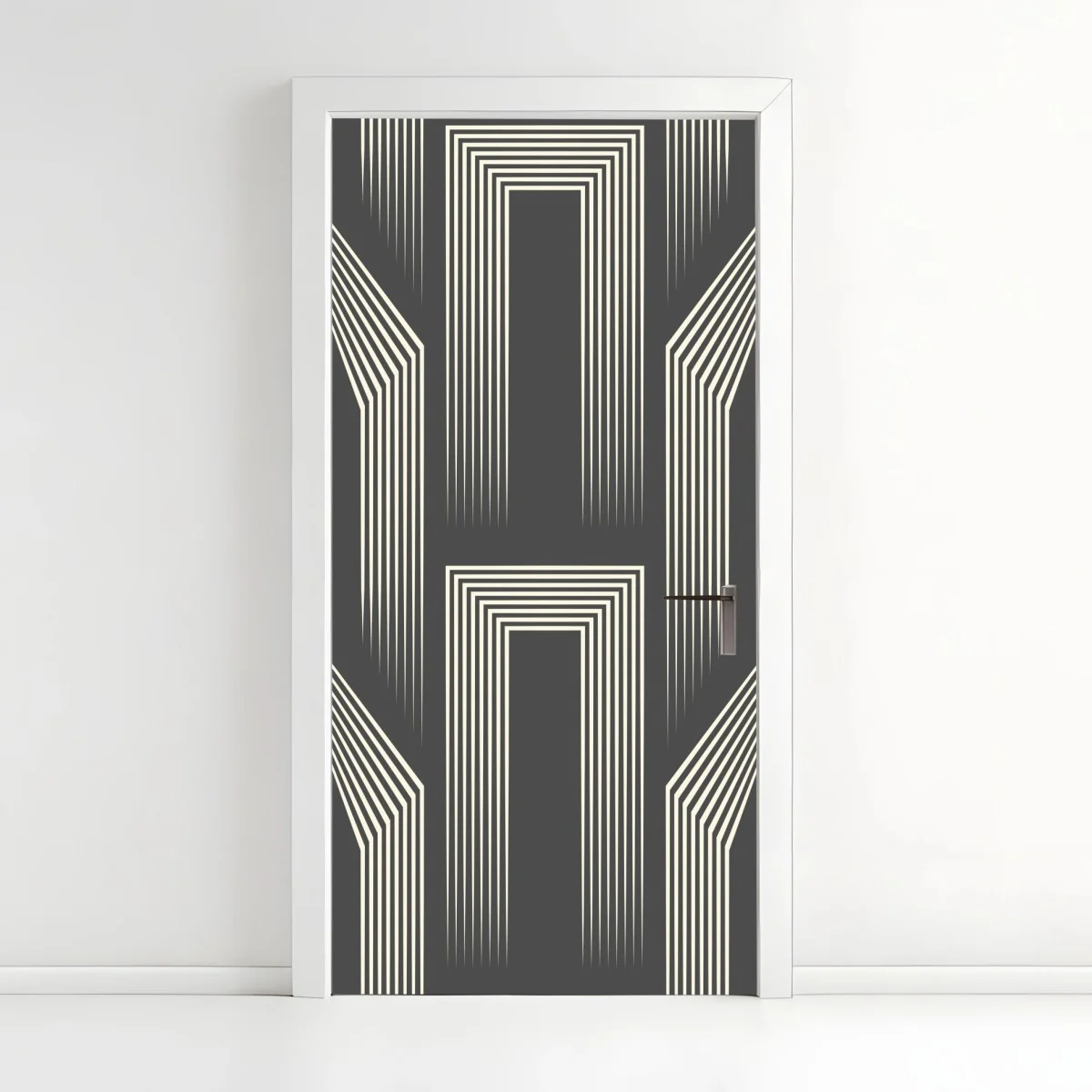 Adesivo per porta motivo geometrico celtico in bianco e grigio • Wallissimo® Adesivo per porta motivo geometrico celtico in bianco e grigio • Wallissimo®