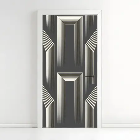 Adesivo per porta motivo geometrico celtico in bianco e grigio • Wallissimo®