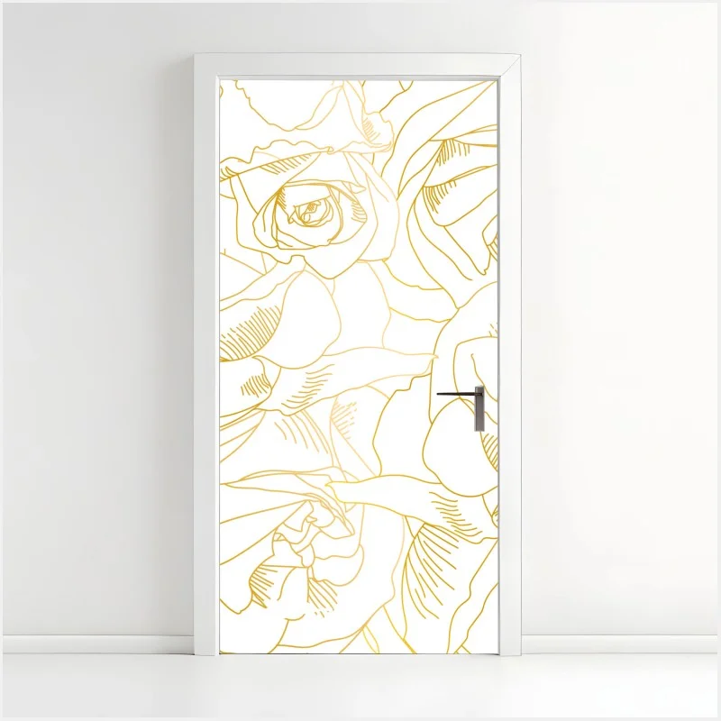 Adesivo per porta bouquet di rose dorate