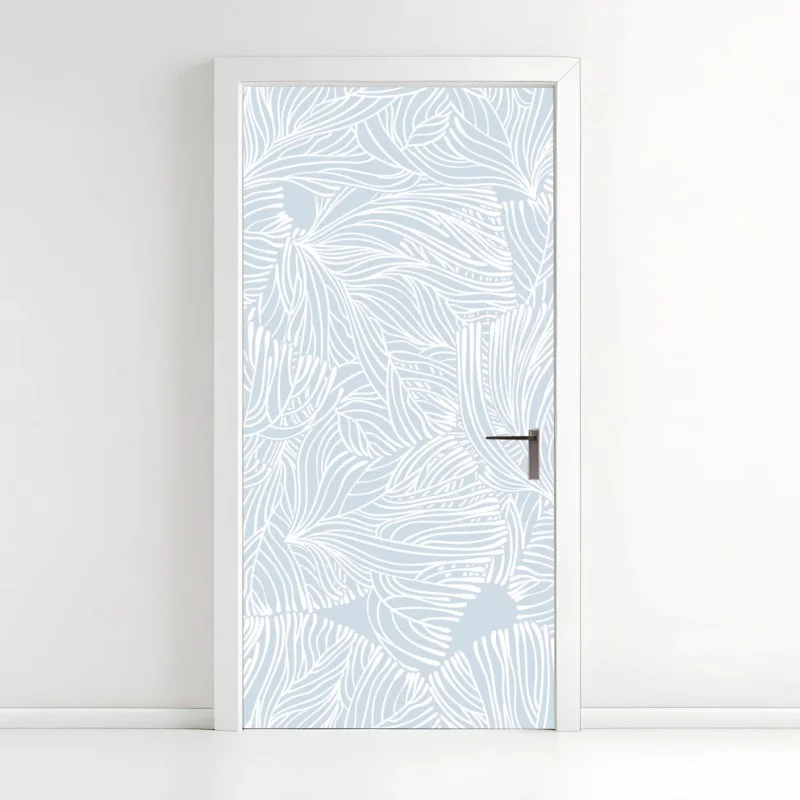 Adesivo per porta motivo botanico astratto in toni pastello • Wallissimo® Adesivo per porta motivo botanico astratto in toni pastello • Wallissimo®