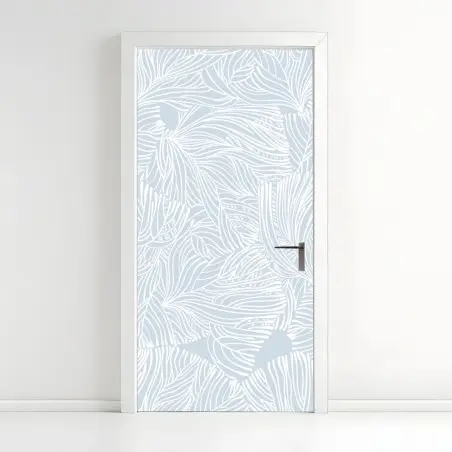 Adesivo per porta motivo botanico astratto in toni pastello • Wallissimo®