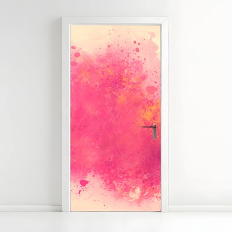 Adesivo per porta esplosione di rosa e arancio • Wallissimo®