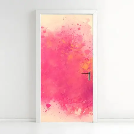Adesivo per porta esplosione di rosa e arancio • Wallissimo®