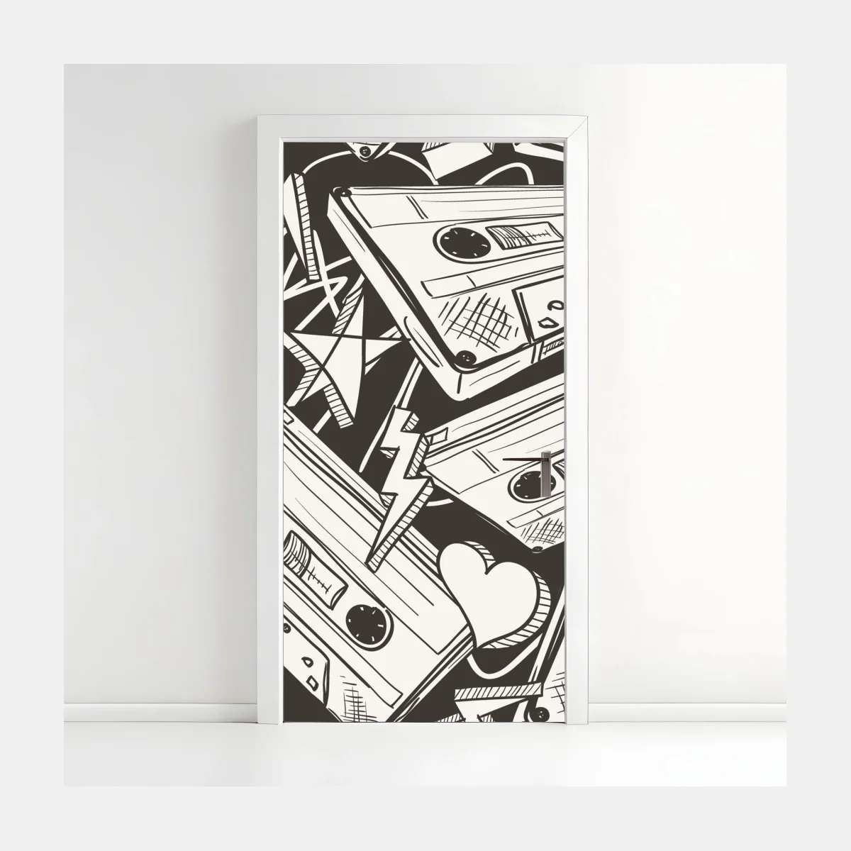Adesivo per porta motivo vintage di cassette audio • Wallissimo® Adesivo per porta motivo vintage di cassette audio • Wallissimo®