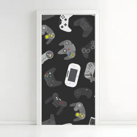 Adesivo per porta pattern di controller da gioco retrò • Wallissimo®