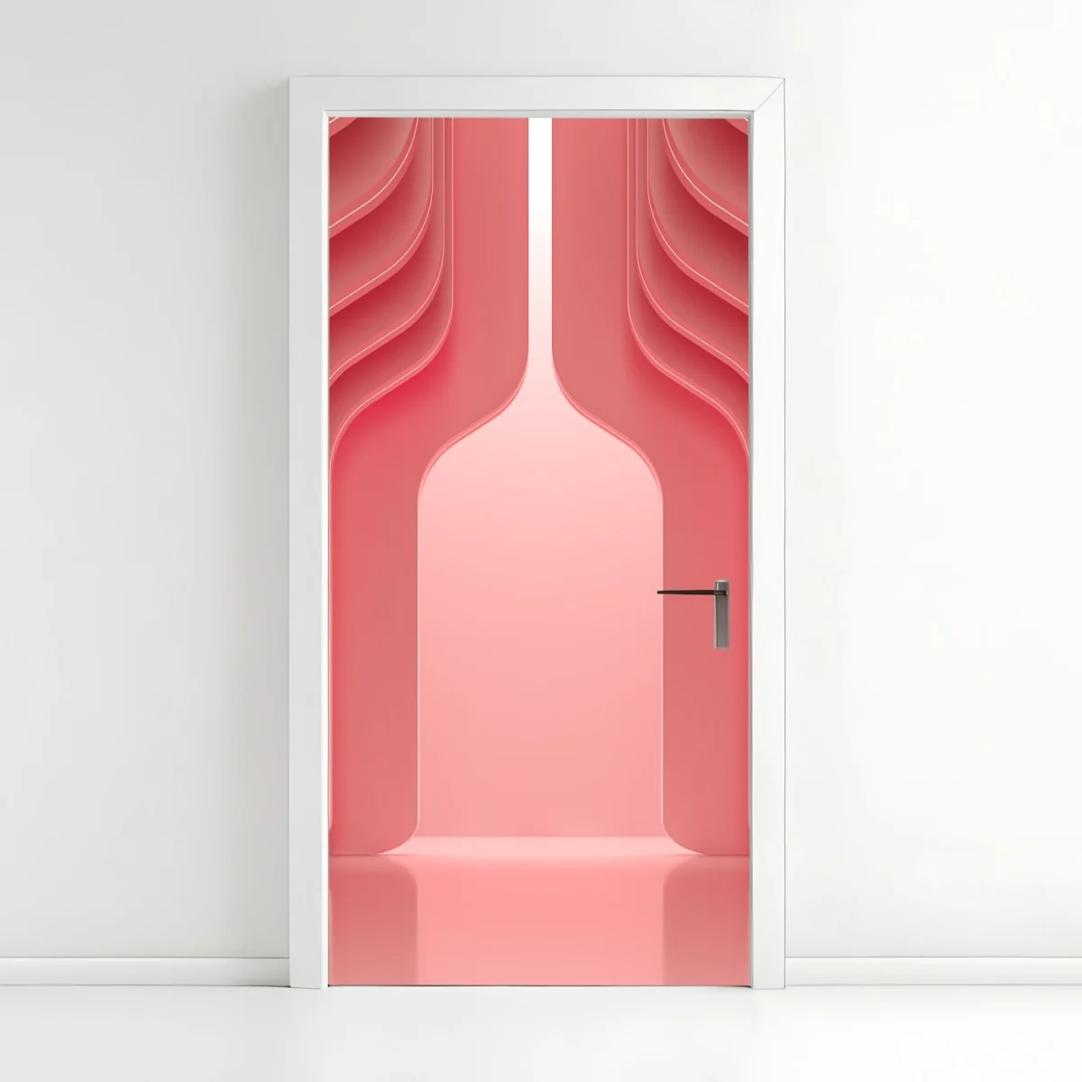 Adesivo per porta interno rosa corallo con archi ondulati • Wallissimo® Adesivo per porta interno rosa corallo con archi ondulati • Wallissimo®