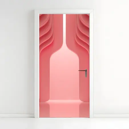 Adesivo per porta interno rosa corallo con archi ondulati • Wallissimo®