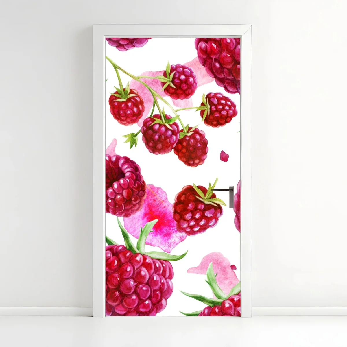 Adesivo per porta motivo acquerello con lamponi • Wallissimo® Adesivo per porta motivo acquerello con lamponi • Wallissimo®