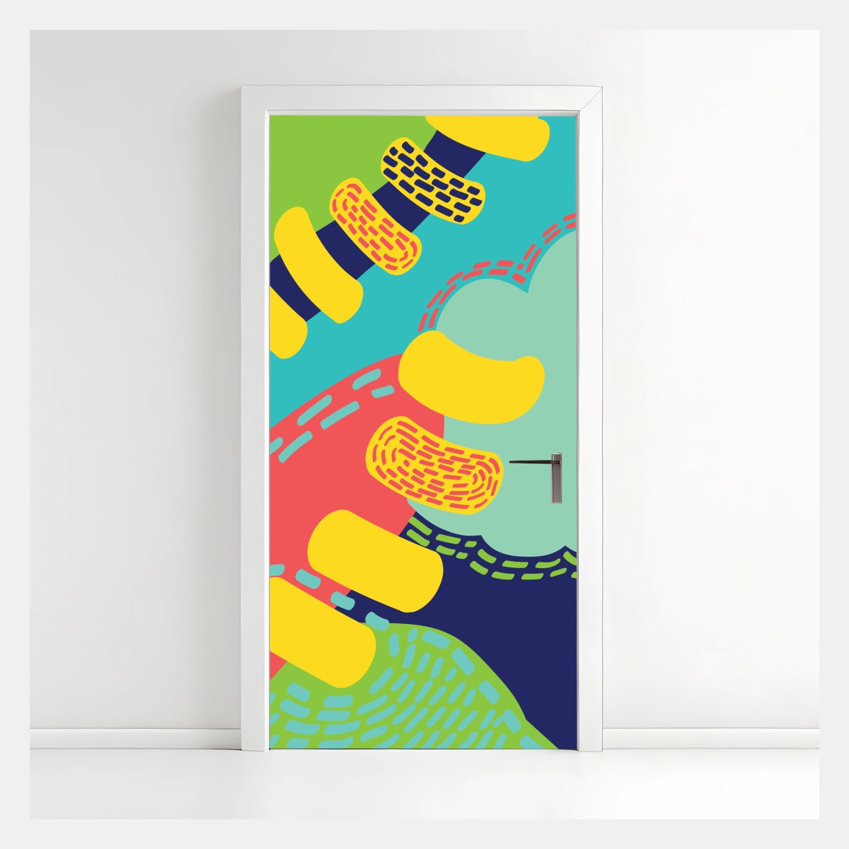 Adesivo per porta esplosione astratta di colori e forme organiche • Wallissimo®
