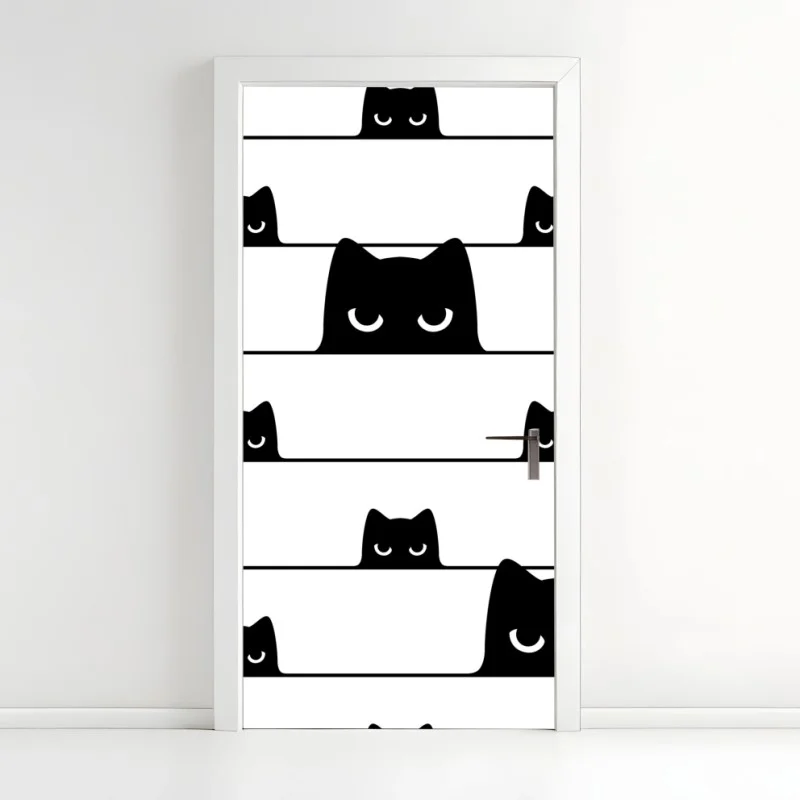 Adesivo per porta gatti che sbirciano tra le righe