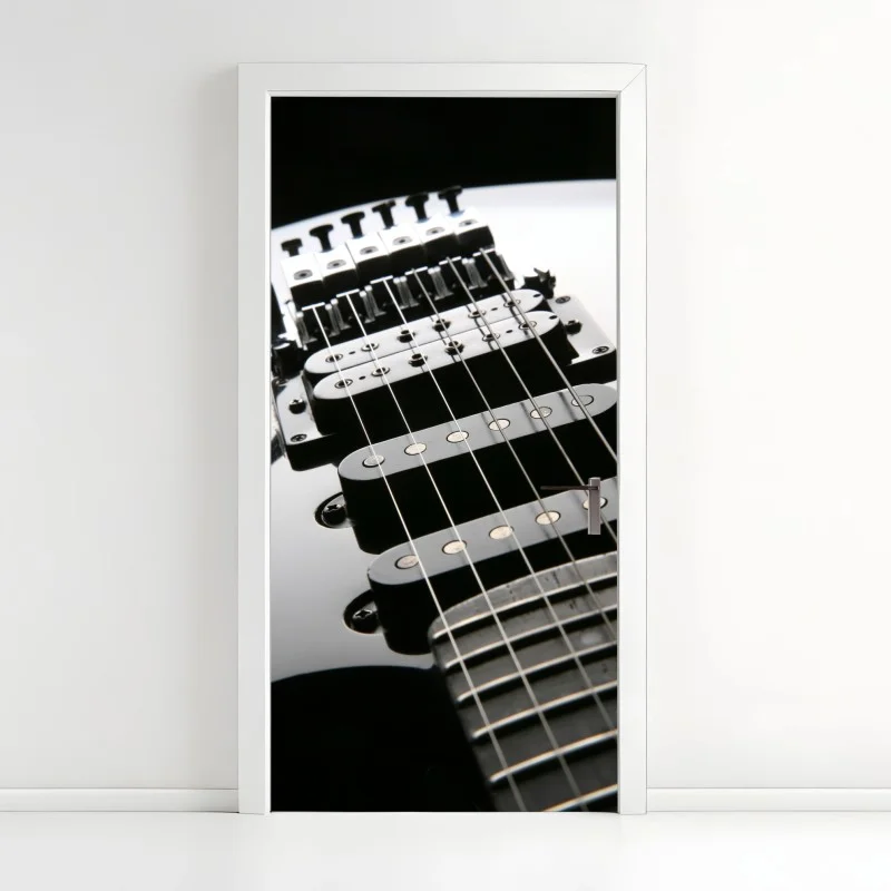 Adesivo per porta primo piano di una chitarra elettrica lucida