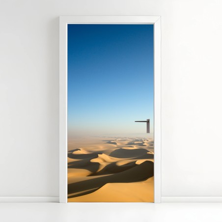 Adesivo per porta dune dorate sotto un cielo infinito • Wallissimo®