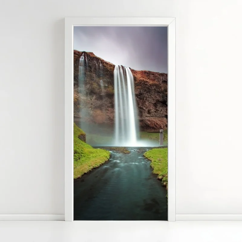 Adesivo per porta cascata serena in Islanda
