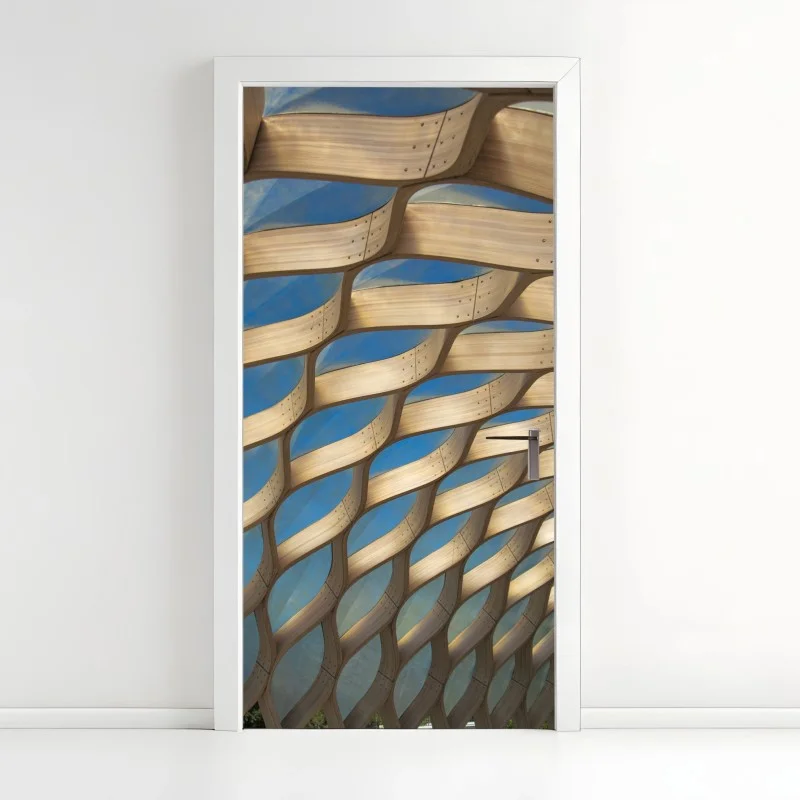 Adesivo per porta struttura a nido d'ape in legno di Chicago