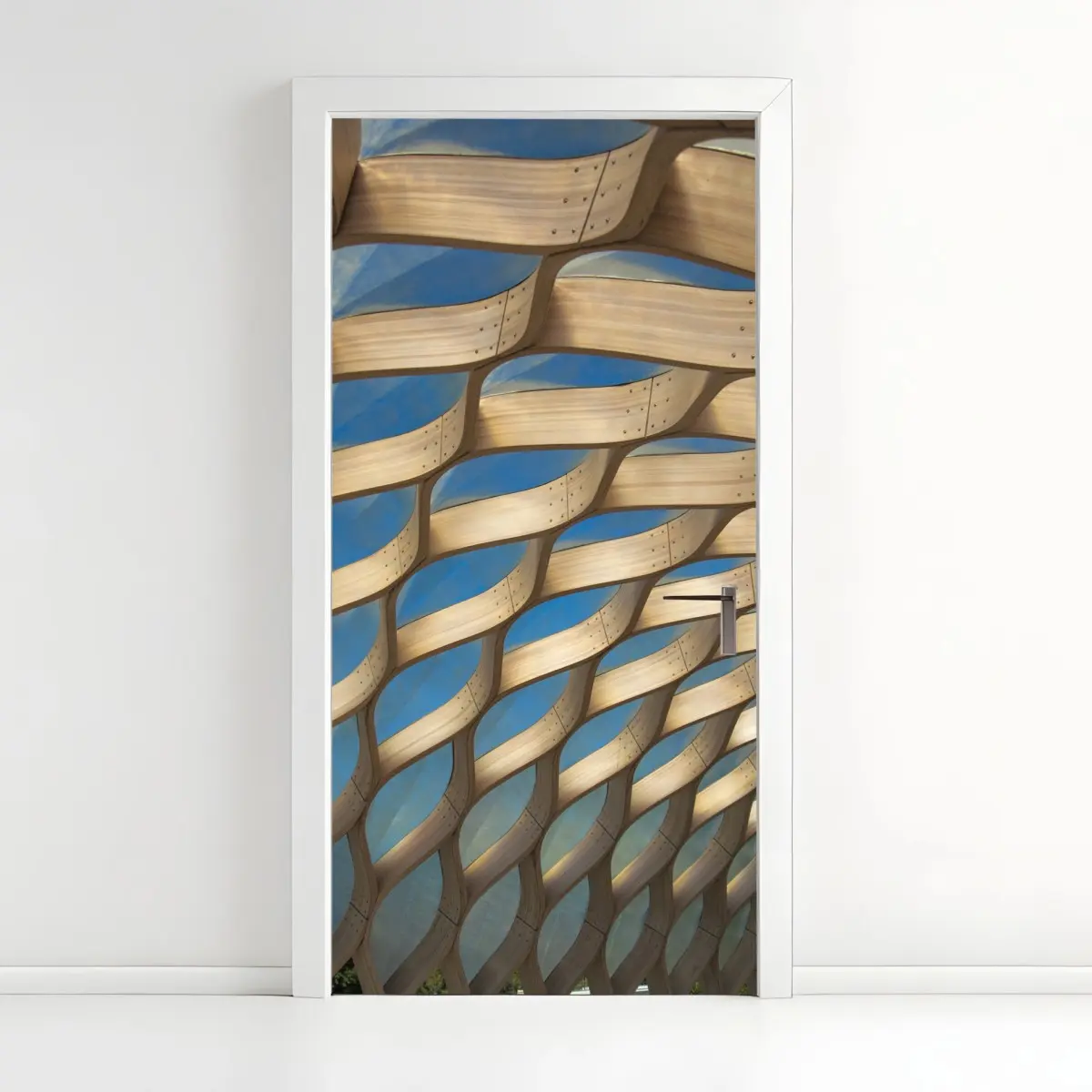 Adesivo per porta struttura a nido d'ape in legno di Chicago • Wallissimo®